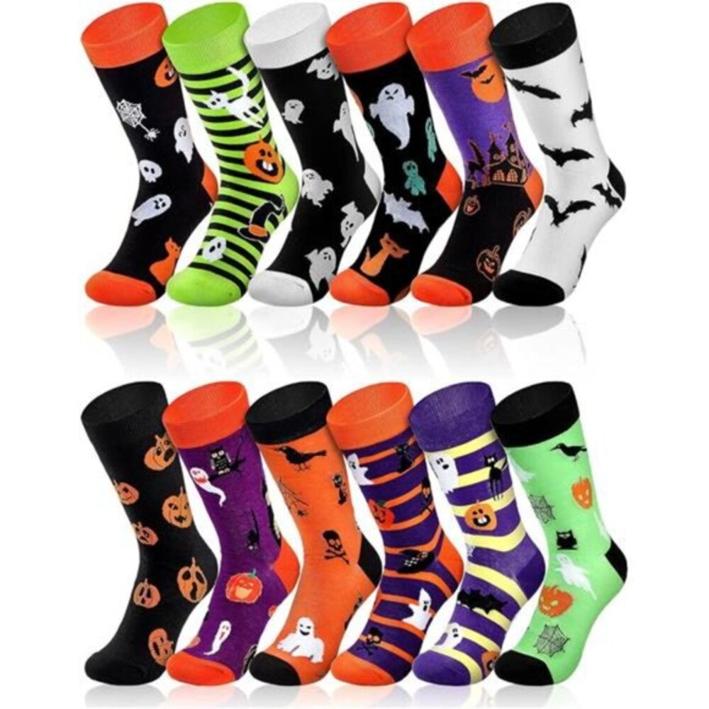 12 Pairs Halloween Socks Thanksgiving Socks Christmas Socks Holiday Novel‎ Socks